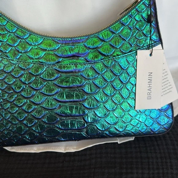 NWT RARE Brahmin Esme Emerald Lulia Iridescent Blue and Green Shoulder Bag - Picture 3 of 6